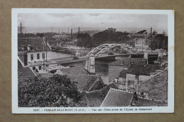 Postcard PC Persan Beaumont 1941 factory bridge houses France 95 Val de Oise